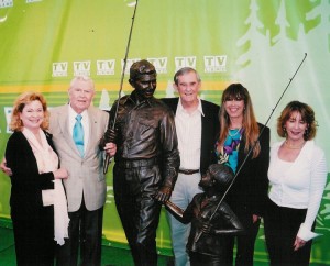 Emmett and daughters Terri Champney and Dixie Beroth (right and far right) with Andy and Cindi Griffith in Mount Airy for the TV Land Landmark dedication in 2004. Photo: TAGSRWC Archives. (Click the photo to enlarge it.)