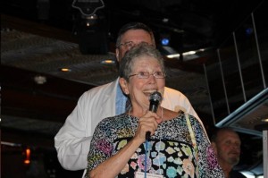 Jackie Joseph spreading good cheer on the Mayberry Cruise. Photo by Jan Newsome.