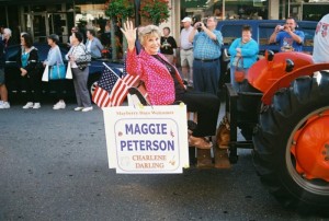 Riding in Darlings style in the Mayberry Days parade.