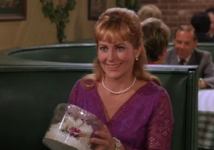 Nancy as Edith Gibson, receiving her corsage from Goober.