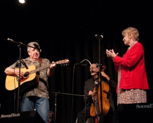 Rodney Dillard and Maggie Peterson pay tribute to Doug Dillard during Mayberry Days 2014.  Photo by Kenny Hooker.