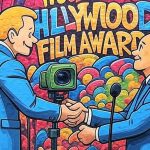 HAPPY HAND-OFF–Ron Howard presents Ben Affleck the Hollywood Film Award for “Gone Girl” at November's Hollywood Film Awards…in Hollywood.