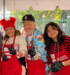 Kat, Clint and Rafa at the LA Mission Annual Christmas Feed-the-Homeless 2022