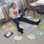 Margaret reading 96th birthday cards.