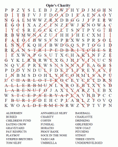 Opie's Charity Word Search KEY