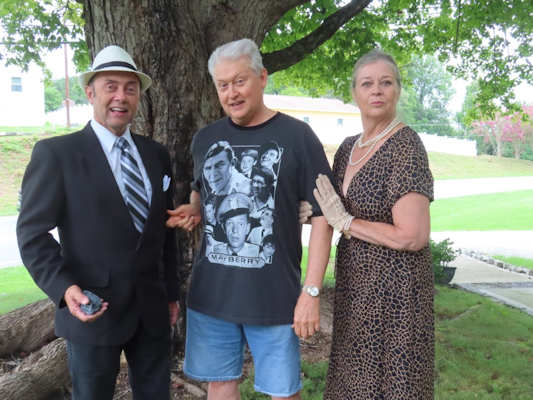Ernest T...err...Oliver Gossage joins Mayberry Chapter leader, Dennis Beal, and Mrs. Wiley to talk about the weather.