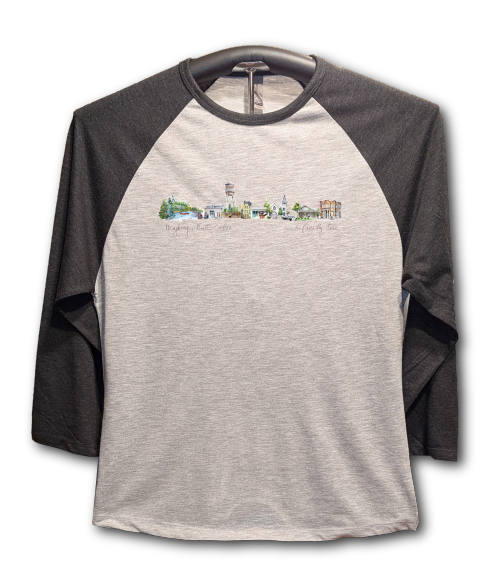 Mayberry Cityscape Baseball T-shirt