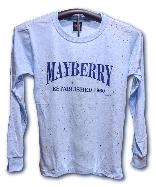 Mayberry Splatter Long Sleeve Light Blue T-shirt